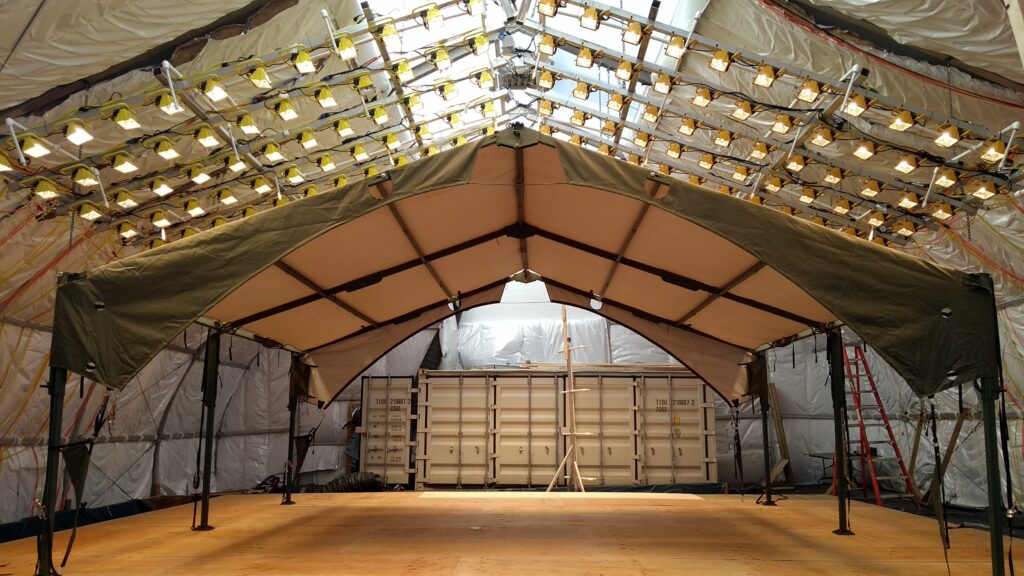 RDMSS Flysheet undergoing Mil-Std 810 solar testing