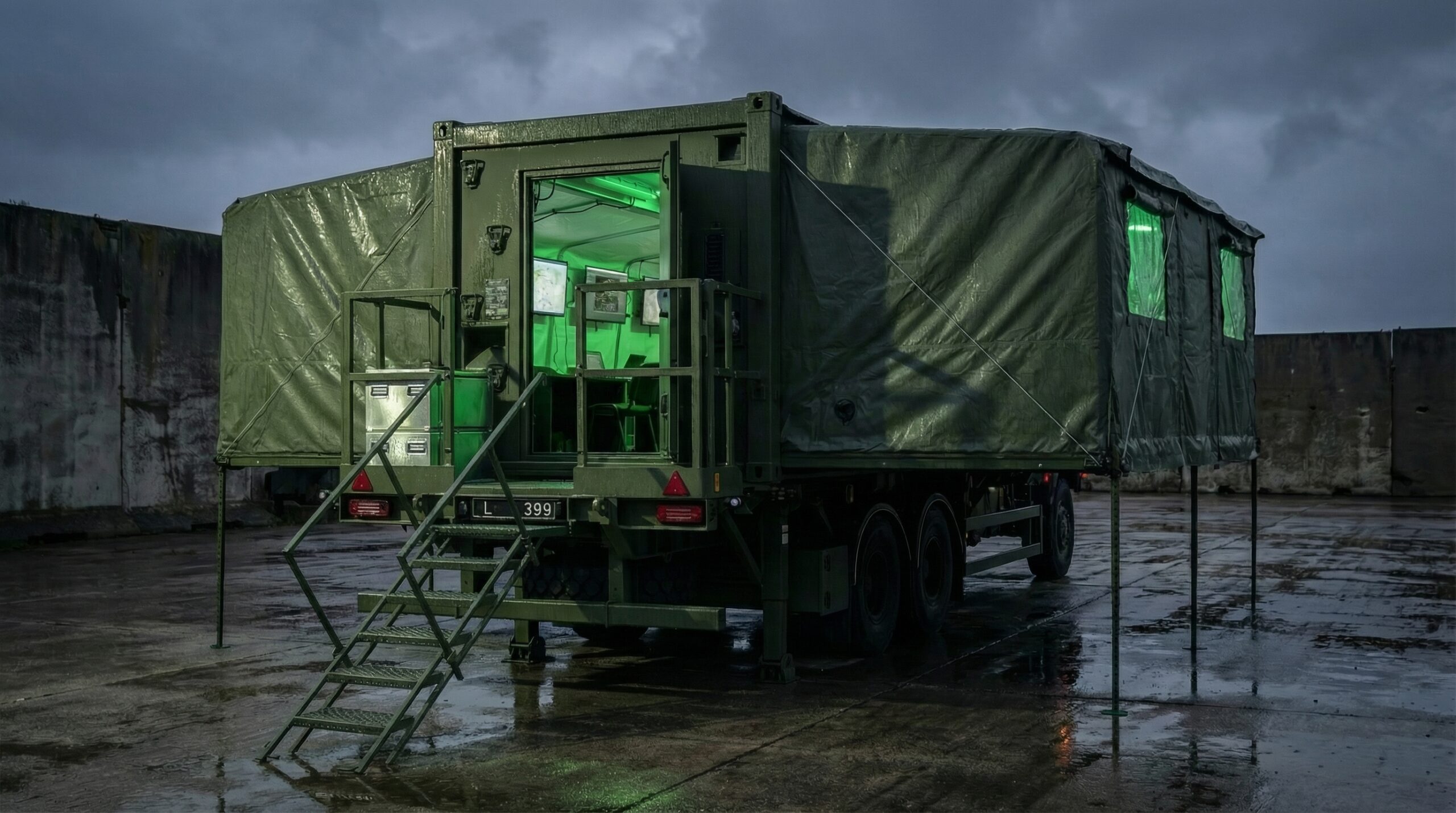 MECC On trailer set up as a command post