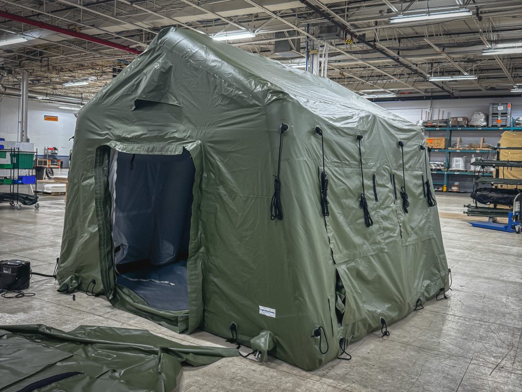 Airmax 3m x 3m undergoing test in Weatherhaven facility