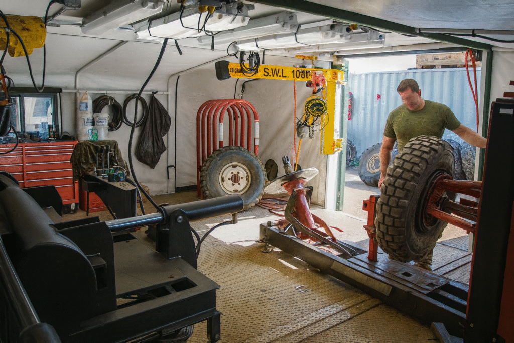 Tyre Changing Inside MECC Tyre Maintenance Facility