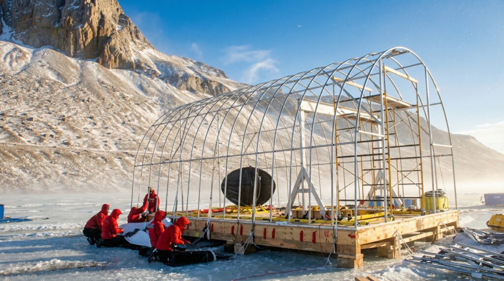 Bot House Shelter being installed in Dry Valleys