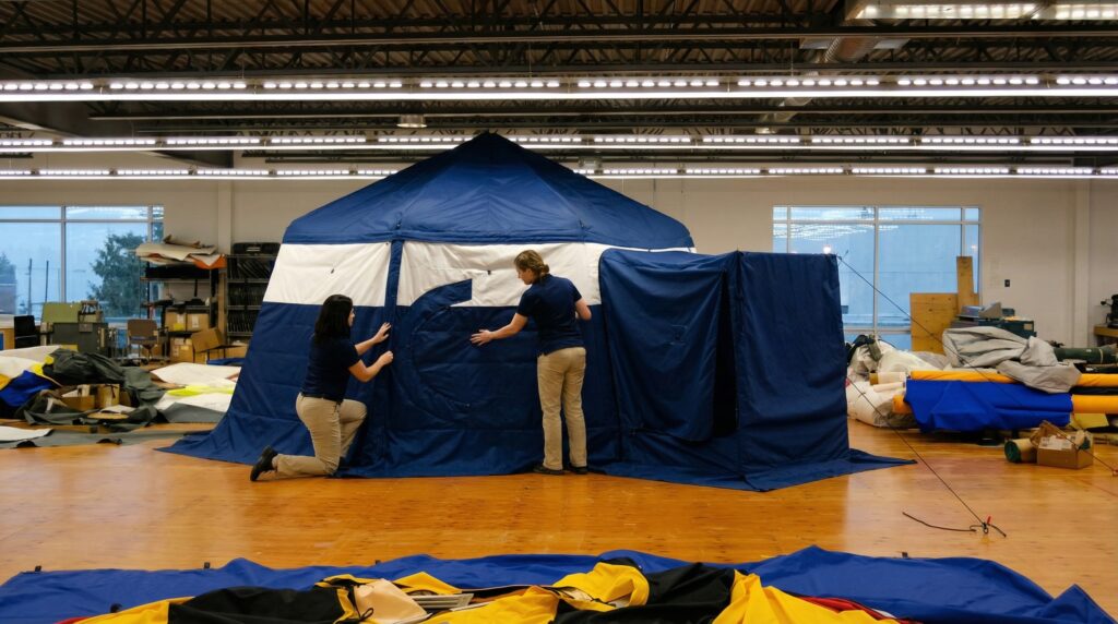 Polar Chief being finished on the fabric floor in Canada