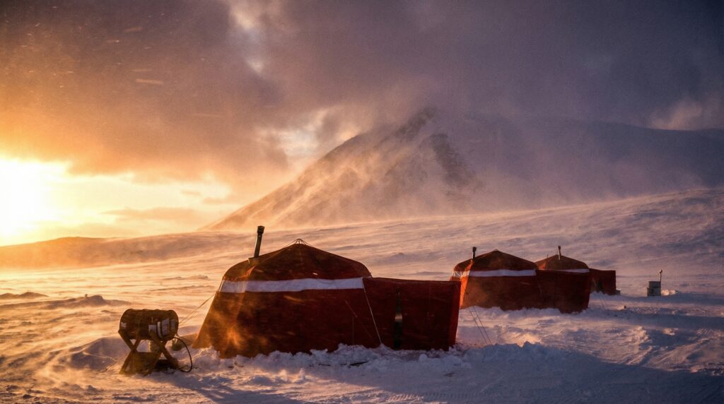 Polar Chief in Antarctica with some wind and sun
