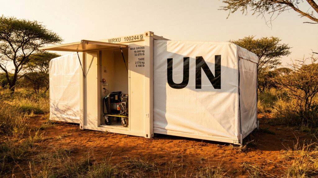 UN MECC being tested before installed in a camp