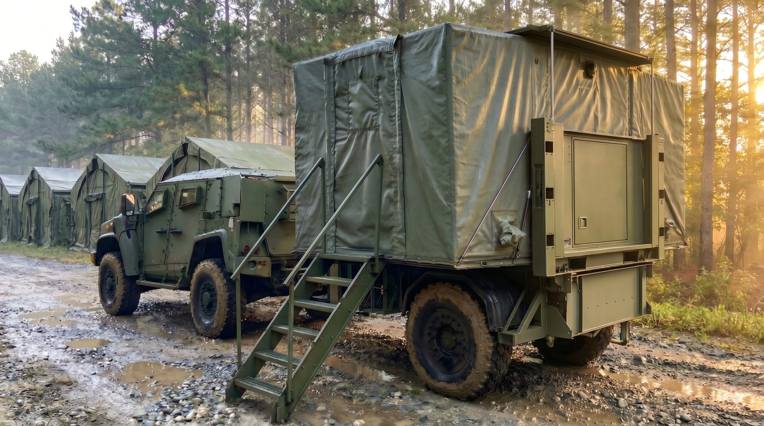 JLTV Towing a TRECC with RDMSS in the background